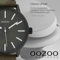 Oozoo Unisex Armbanduhr Timepieces Analog Textil grün braun UOC10003