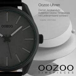 Oozoo Unisex Armbanduhr Timepieces Analog Leder schwarz UOC10324