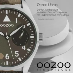 Oozoo Unisex Armbanduhr Timepieces Analog Leder camouflage grün UOC10326