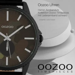 Oozoo Unisex Armbanduhr Timepieces Analog Leder schwarz UOC10334