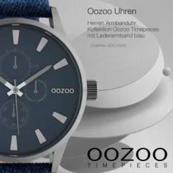 Oozoo Unisex Armbanduhr Timepieces Analog Leder dunkelblau UOC10345