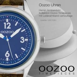 Oozoo Unisex Armbanduhr Timepieces Analog Leder camouflage grün UOC10351