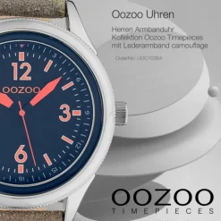 Oozoo Unisex Armbanduhr Timepieces Analog Leder camouflage braun UOC10354