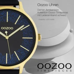 Oozoo Unisex Armbanduhr Timepieces Analog Leder schwarz UOC10568