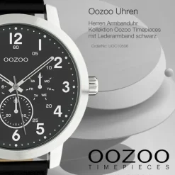Oozoo Unisex Armbanduhr Timepieces Analog Leder schwarz UOC10506