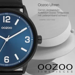 Oozoo Unisex Armbanduhr Timepieces Analog Lederband schwarz UOC11502