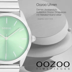 Oozoo Unisex Armbanduhr Timepieces Analog Metallband silber UOC11516