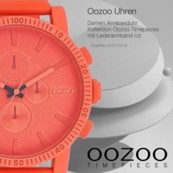 Oozoo Unisex Armbanduhr Timepieces Analog Leder rot orange UOC11219