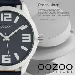 Oozoo Unisex Armbanduhr Timepieces C10236 Analog Leder dunkelblau UOC10236
