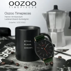 Oozoo Unisex Armbanduhr Timepieces Analog Leder dunkelgrün UOC10322