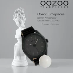 Oozoo Unisex Armbanduhr Timepieces Analog Leder schwarz UOC10324