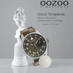 Oozoo Unisex Armbanduhr Timepieces Analog Leder camouflage grün UOC10326