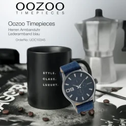 Oozoo Unisex Armbanduhr Timepieces Analog Leder dunkelblau UOC10345