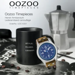 Oozoo Unisex Armbanduhr Timepieces Analog Leder camouflage grün UOC10351