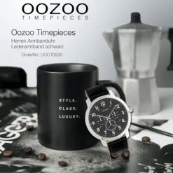 Oozoo Unisex Armbanduhr Timepieces Analog Leder schwarz UOC10506
