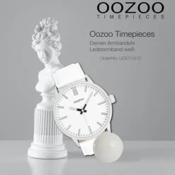 Oozoo Unisex Armbanduhr Timepieces Analog Lederband weiß UOC11512