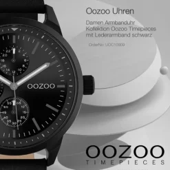 Oozoo Unisex Armbanduhr Timepieces C10909 Analog Leder schwarz UOC10909