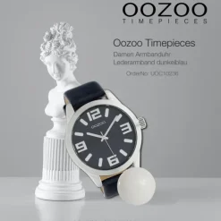 Oozoo Unisex Armbanduhr Timepieces C10236 Analog Leder dunkelblau UOC10236