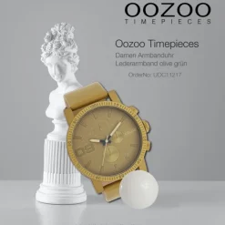 Oozoo Unisex Armbanduhr Timepieces Analog Leder olive grün UOC11217