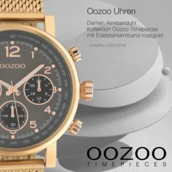 Oozoo Unisex Armbanduhr Timepieces C10703 Analog Edelstahl roségold UOC10703