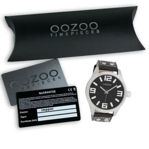 Oozoo Unisex Armbanduhr Timepieces Analog Leder schwarz silber UOC1004A