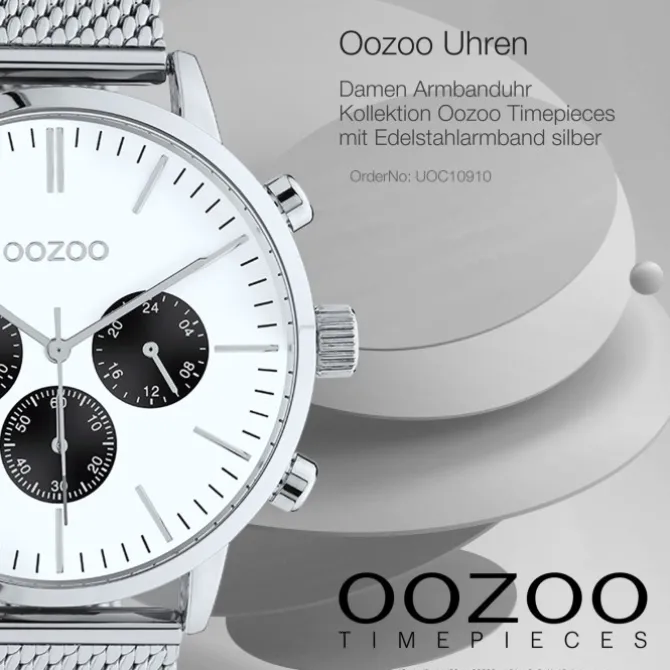 Oozoo Unisex Armbanduhr Timepieces C10910 Analog Edelstahl silber UOC10910