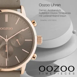 Oozoo Unisex Armbanduhr Timepieces C10916 Analog Leder braun taupe UOC10916