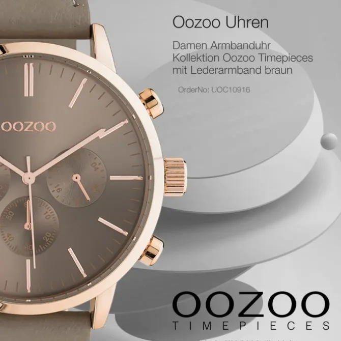 Oozoo Unisex Armbanduhr Timepieces C10916 Analog Leder braun taupe UOC10916