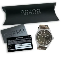 Oozoo Unisex Armbanduhr Timepieces Analog Leder camouflage grün UOC10326