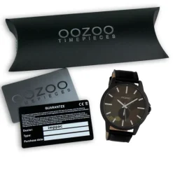 Oozoo Unisex Armbanduhr Timepieces Analog Leder schwarz UOC10334