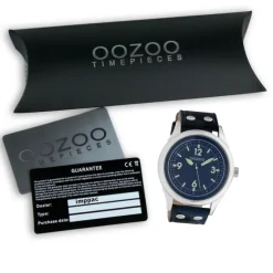 Oozoo Unisex Armbanduhr Timepieces Analog Leder blau camouflage UOC10350
