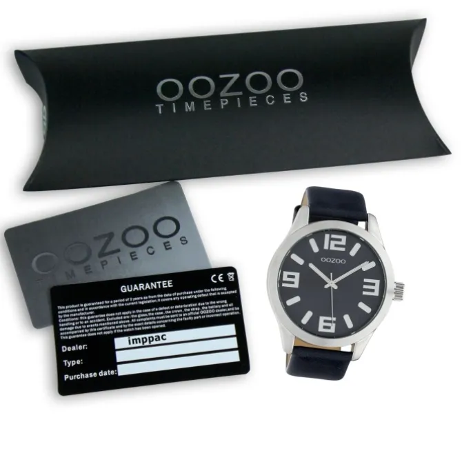 Oozoo Unisex Armbanduhr Timepieces C10236 Analog Leder dunkelblau UOC10236