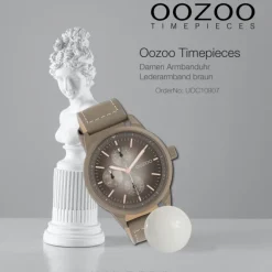 Oozoo Unisex Armbanduhr Timepieces C10907 Analog Leder braun taupe UOC10907