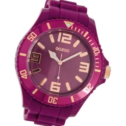 Oozoo Unisex Armbanduhr Vintage Series Analog Silikon aubergine lila UOC5025A