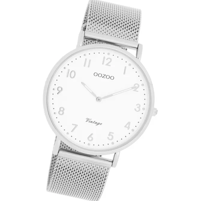 Oozoo Unisex Armbanduhr Vintage Series Analog Metall silber UOC20340