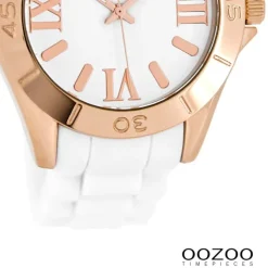 Oozoo Unisex Armbanduhr Vintage Series Analog Silikon weiß UOC5712A