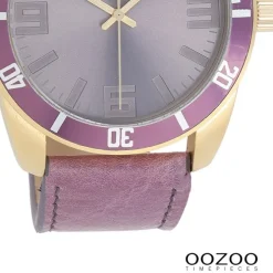 Oozoo Unisex Armbanduhr Vintage Series Analog Leder pastell lila UOC5744A