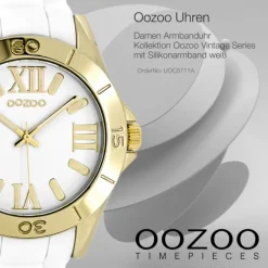Oozoo Unisex Armbanduhr Vintage Series Analog Silikon weiß UOC5711A