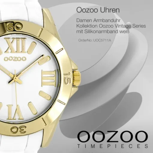 Oozoo Unisex Armbanduhr Vintage Series Analog Silikon weiß UOC5711A