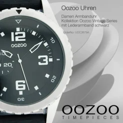 Oozoo Unisex Armbanduhr Vintage Series Analog Leder schwarz UOC3679A