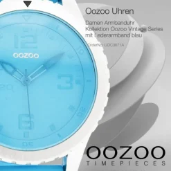 Oozoo Unisex Armbanduhr Vintage Series Analog Leder blau UOC3671A