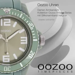 Oozoo Unisex Armbanduhr Vintage Series Analog Silikon hellgrün UOC4275A