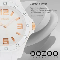 Oozoo Unisex Armbanduhr Vintage Series Analog Silikon weiß UOC4337A