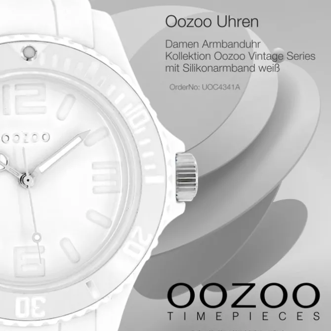 Oozoo Unisex Armbanduhr Vintage Series Analog Silikon weiß UOC4341A