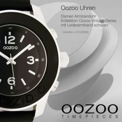Oozoo Unisex Armbanduhr Vintage Series Analog Leder schwarz UOC4569A