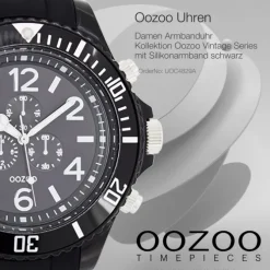 Oozoo Unisex Armbanduhr Vintage Series Analog Silikon schwarz UOC4829A