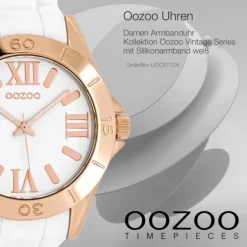 Oozoo Unisex Armbanduhr Vintage Series Analog Silikon weiß UOC5712A