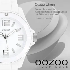 Oozoo Unisex Armbanduhr Vintage Series Analog Silikon weiß UOC4172A