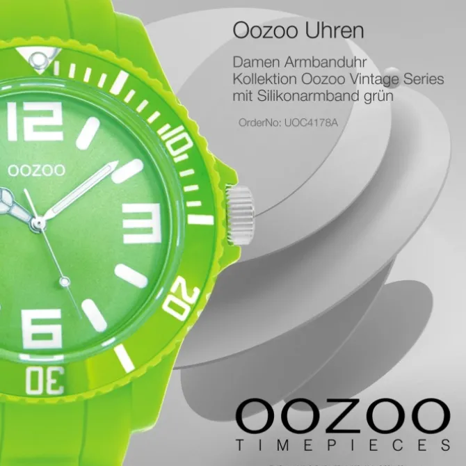 Oozoo Unisex Armbanduhr Vintage Series Analog Silikon grün UOC4178A