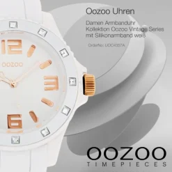 Oozoo Unisex Armbanduhr Vintage Series Analog Silikon weiß UOC4357A